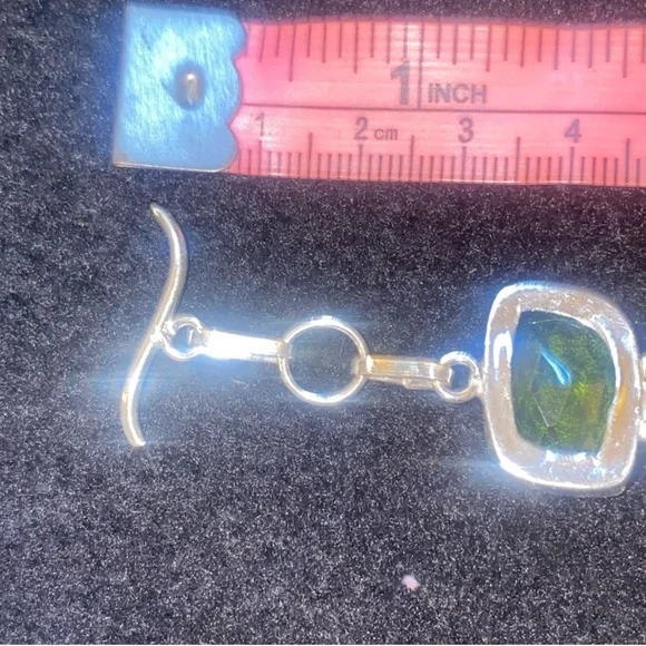 Gorgeous Faceted Green Quartz Handcrafted 925 Bracelet - Picture 14 of 14